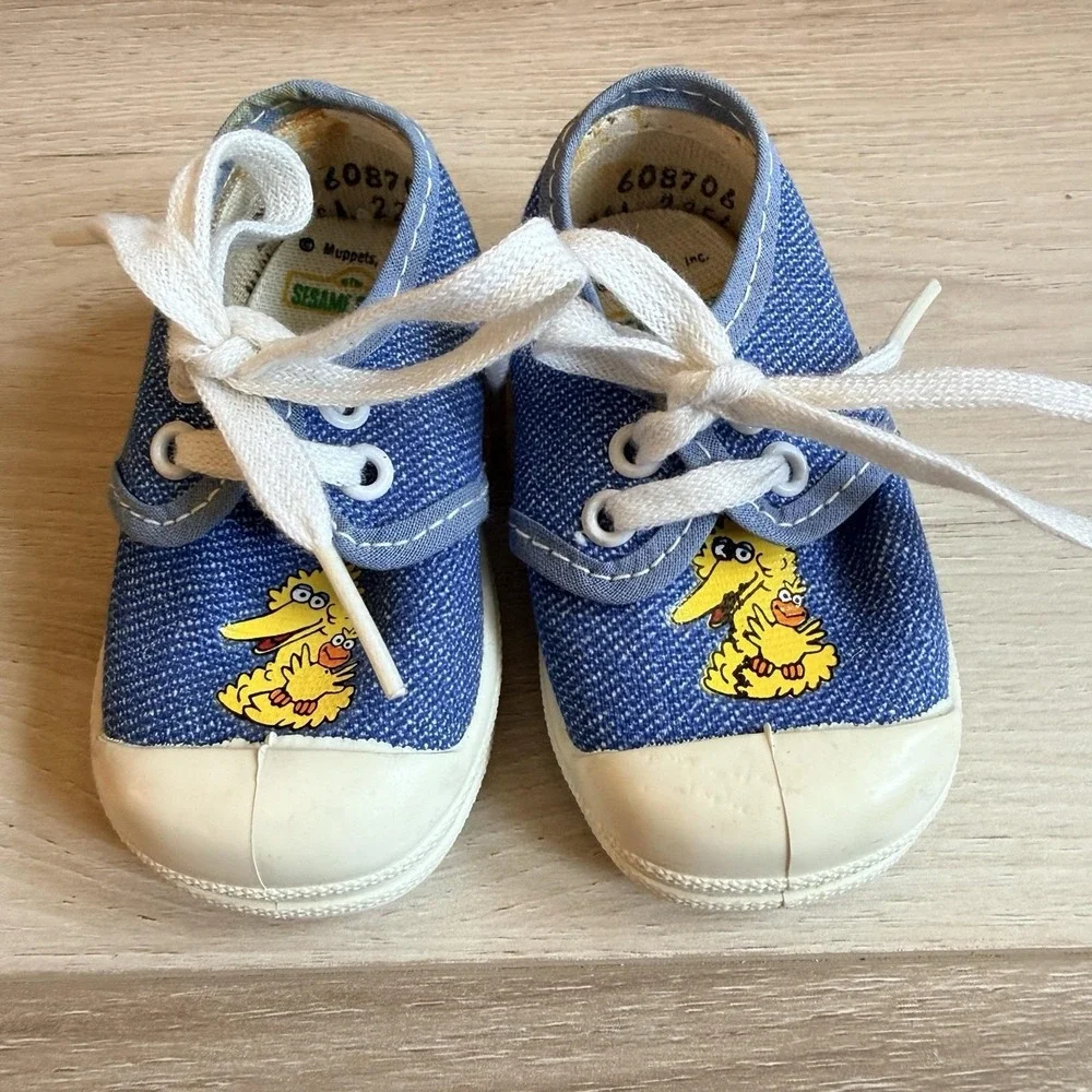Sesame Street Big Bird Baby Shoes Size 2 Vintage Denim